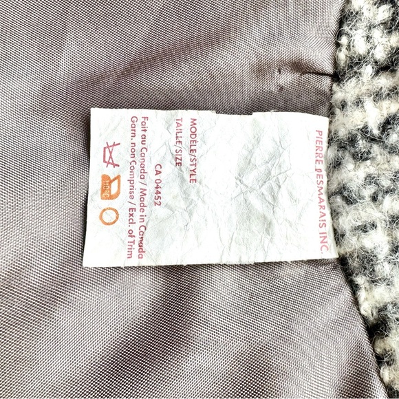PIERRE DESMARAIS WINTER WOOL COAT WHITE GREY TRENCH COAT VINTAGE MADE IN CANADA - Picture 12 of 15